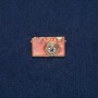 Camera Brooch, gold-toned metal with pink enamel and white stones, 30x17 mm +