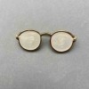 Brooch 'Glasses' with mother-of-pearl enamel, gold-toned metal 15x40 mm
