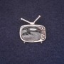 Television Brooch 25×28 mm, enamel, black color, silver-tone metal