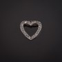 Heart Brooch, silver-toned metal and crystals, 20x18mm +