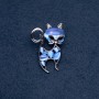 Brooch 'Kitty' Blue Cat's Eye, Silver Metal Color, 30×45 mm