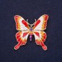 Enamel Butterfly Brooch in Red, White, Orange and Purple, 36×37 mm, Yellow Metal