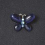 Brooch 'Butterfly' with Blue Cat's Eye Stone, Silver-Colored Metal, 2 cm