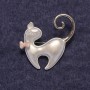 Brooch 'Cat with Pink Bow'