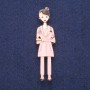 Brooch 'Nurse' Pink Enamel, Gold-tone Metal 17×66mm