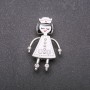 Nurse Brooch with White Enamel, Silver Metal, 42x26 mm