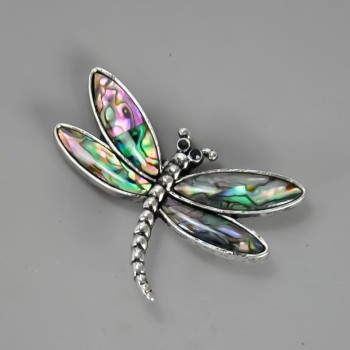 Butterfly Brooch-Pendant with Halite 36x54mm