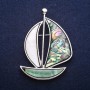 Brooch-pendant 'Boat' with haliotis and mother-of-pearl 62x45mm