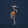 Brooch-pendant 'Heron' with Natural Tiger's Eye Stone 80x30mm