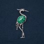 Heron Brooch Pendant with Natural Malachite 80x30mm