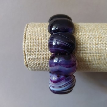 Purple agate elastic bracelet with oval stones 18×25 mm (±)