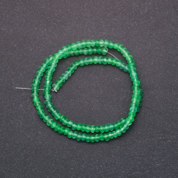 Tinted synthetic peridot beads, faceted rondelle, 4x2 mm, 38 cm strand