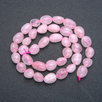 Rose quartz natural stone beads on a thread, round faceted, diameter 9×12 mm, length 40 cm +