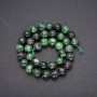 Zoisite natural stone beads, smooth round balls, 10 mm diameter, 38 cm length