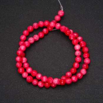 Beads on a Thread, Synthetic Rhodochrosite, Smooth Round Beads, Diameter 6 (+/-) mm, Length 38 cm