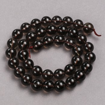 Beads on a thread of natural smoky topaz, smooth round beads, 10mm diameter + -, length 39cm +