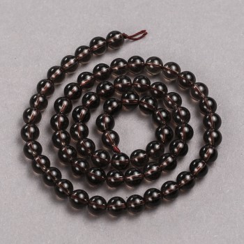Beads on a thread of natural smoky topaz, smooth ball, diameter 6mm + -, length 39cm +