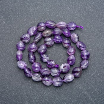 Amethyst beads on a string, round faceted, 8×10 mm, length 40 cm +