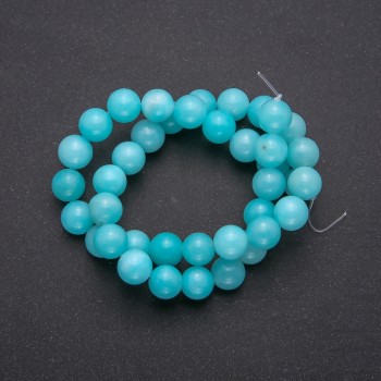 Aquamarine gemstone beads (named after) smooth spheres, diameter 10 mm (±), thread length 38 cm (±)