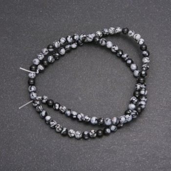 Beads on Thread Snowflake Obsidian Apache Tears Smooth Bead, Diameter 4 mm (±), Length 38 cm