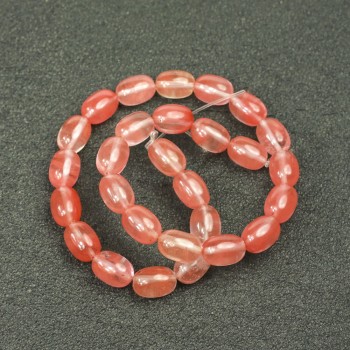 Beads on a strand of natural chalcedony in barrel shape, diameter 10×14 mm, length 39 cm