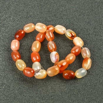Beads on a Strand of Natural Carnelian, Smooth Barrel Beads, 10×14mm, length 39 cm (+/-)