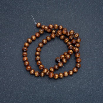 Tiger's Eye Beads (artificial) round beads, 6 mm diameter, 41 cm length on thread
