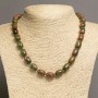 Unakite Jasper Necklace 'Barrel', diameter 10x14 mm, length 49-46 cm+