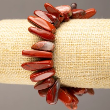 Bracelet with Natural Red Jasper Chips on Elastic, dia. 10-27×3-7(±)mm, circumference 18 cm
