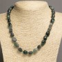 Natural Moss Agate Bead Necklace, polished, diameter 12x10 mm, length 47–50 cm