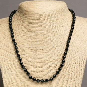 Agate Bead Necklace, Smooth Round Beads, 6mm Diameter, 47–50 cm Length