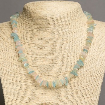 Morganite Necklace with Natural Gemstone Chips, diameter 6–12×2–5 mm, length 44–46 cm