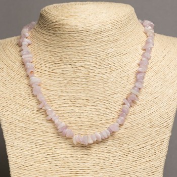 Kunzite Natural Stone Necklace, chips 8x3 mm, length 46-49 cm