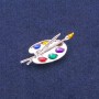 Palette Brooch with Multicolor Enamel, Silver-Tone Metal 16x40mm