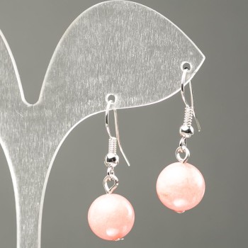 Earrings with synthetic tourmaline stone — smooth ball, 10 mm diameter, 32 mm length