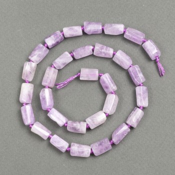 Amethyst natural gemstone beads, faceted cylinder, diameter 13x7 mm, thread length 43 cm