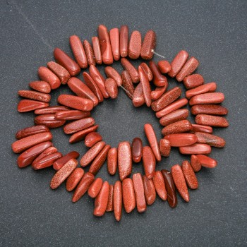 Thread of natural Aventurine beads 'Golden Sand' — needle-shaped chips, size 20x6 mm, length 40 cm +