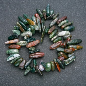 Bead strand of natural green jasper