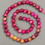 Natural tiger's eye bead strand, toned faceted coin bead, raspberry color, 8x6 mm diameter, 39 cm length +