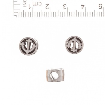 Pandora Bead 'Anchor in Circle' 10mm, hole diameter 5mm, 20g, ±9 pcs