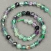 Natural fluorite stone faceted beads on thread, 8 mm diameter, 37 cm length +