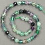 Natural fluorite stone faceted beads on thread, 8 mm diameter, 37 cm length +