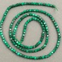 Natural Malachite Cube Beads on Thread, 2x2 mm, 40 cm long