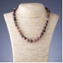 Rhodonite stone necklace, 10 mm diameter, cord length 46–48 cm+
