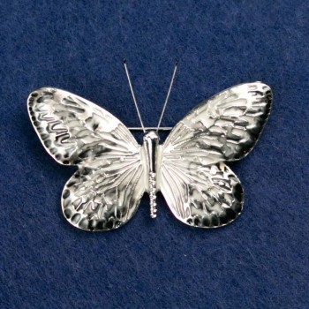 Brooch "Butterfly" gray and black enamel, silver-colored metal 55x39mm