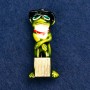 Brooch-pendant Frog with a Suitcase, green enamel, 45x18 mm +