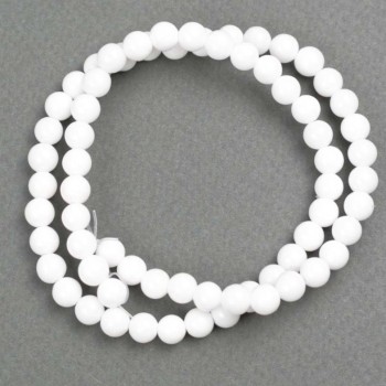 Beads on thread White Agate (artificial acrylic) smooth ball, diameter approx. 6 mm, length 40 cm