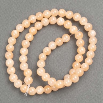 Beads on Thread 'Selenite' (Synthetic Acrylic) Smooth Round Beads, 6.5 mm Diameter, 40 cm Length