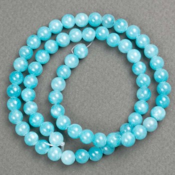 Aquamarine Beads on Thread (Acrylic) Smooth Round Bead, 6 mm diameter, 40 cm length