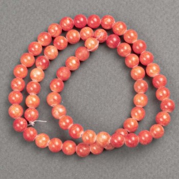 Coral Beads (artificial acrylic) on thread, smooth ball, 6 mm diameter, approx. 40 cm long